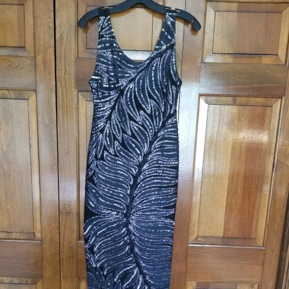 Black, Beaded Full-Length Gown - Picture 1 of 8